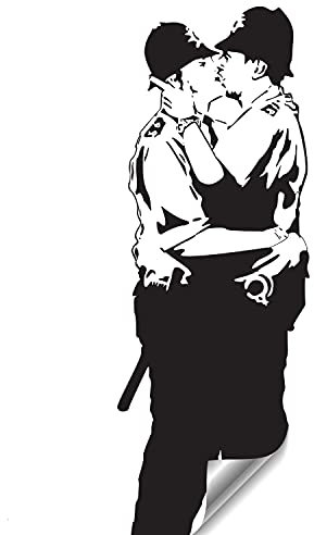 Wandaufkleber Banksy Police Kissing – Street Art Abziehen und Aufkleben Vinyl Aufkleber – Cops Kiss groß Wandbild