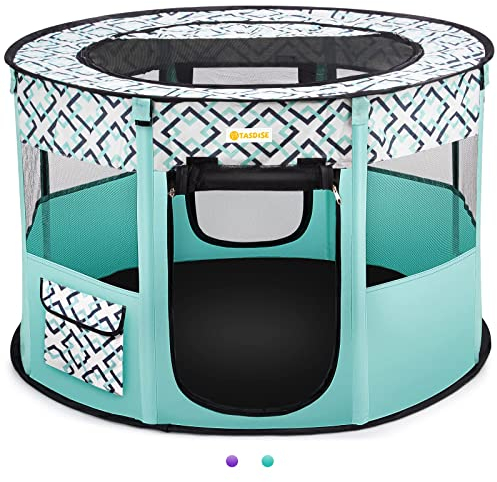 TASDISE Parc Chiot Pliable Animaux Parc pour Chiot Enclos Chien Parc d'exercice Chenil pour Chiot Chien Chat Lapin, Idéal pour Les Voyages en Intérieur ou en Extérieur avec étui de Transport Gratuit