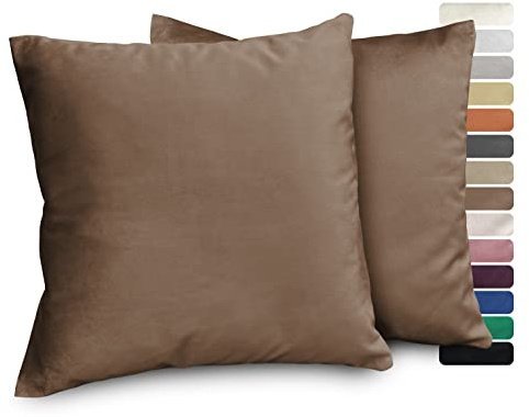 BEAUTEX Samt Kissenbezug 40x60 Braun Kissenhülle Dekokissen 2er Set | verdeckter Reißverschluss, angenehme Haptik, verschiedene Größen, viele Farben, formstabil, langlebig, pflegeleicht