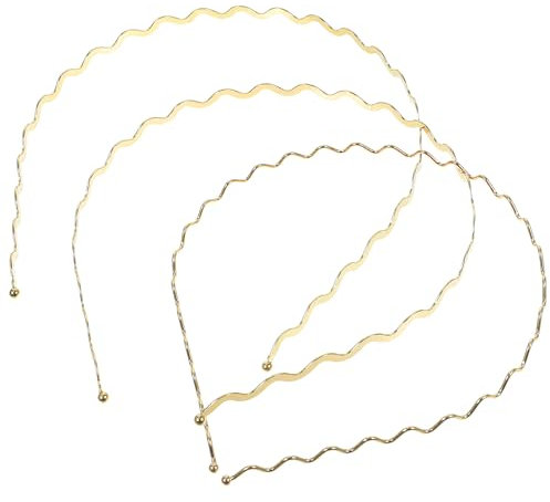 Kichvoe 3 Pièces -tête Ondulé En Métal Bandeau Fin Doré Diadème D'or Pour Les Femmes Accessoires De Cheveux Simples Cerceau De Cheveux De Sport Style Simple Peigne Mince Manquer