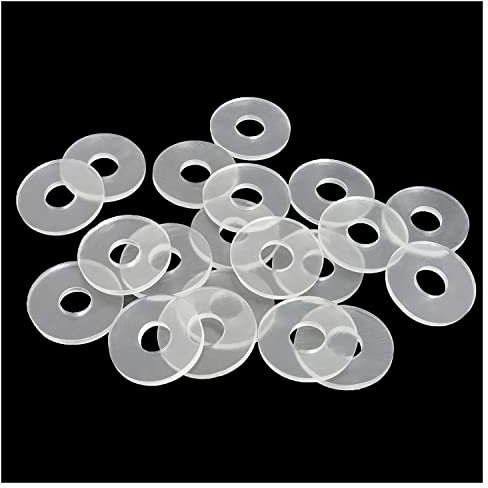 ITROLLE 20PCS Clear Vinyl Flat Washer Gasket, Plastic Screws Washer Spacers Replacement for Glass Shower Door Handles Towel Bars Standoff Cap Assemblies, White