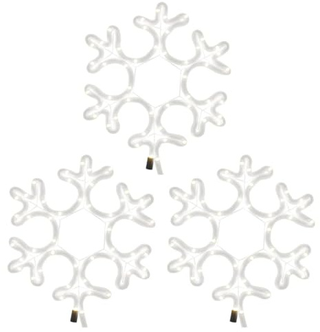 vidaXL 3X LED Schneeflocke Silhouette Lichtschlauch Weihnachten Deko Beleuchtet Weihnachtsbeleuchtung Weihnachtsdeko Warmweiß 27x27cm