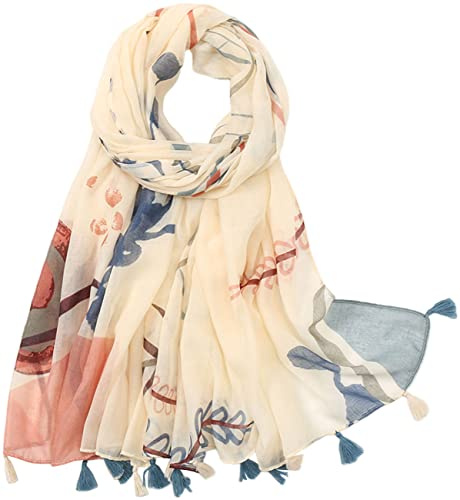 MAIRY Scarfs for Women Ladies Lightweight Soft with Tassels Long Large Shawls Wraps Scarves FL-M02