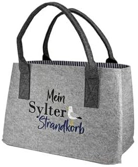 GILDE Filztasche 'Mein Sylter Strandkorb', 20x40x26 cm, hellgrau