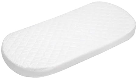 Restorology | Bassinet HQ Foam Moses Basket Mattress 67 x 30cm Removable Quilted Cover, Extra Thick Comfy Made in UK