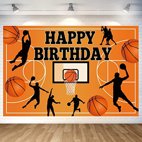 Basketball-Themen-Geburtstagsparty-Dekoration, Basketball, Happy Birthday-Hintergrund, Fotohintergrund, Banner, Poster für Basketball-Party-Dekorationen, Partyzubehör, 170,8 x 120,2 cm