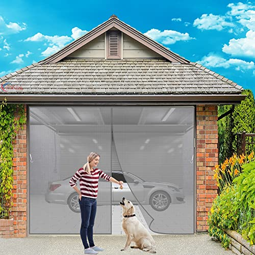 Fliegengitter Balkontür Magnet, 255x225cm Fliegenvorhang Für Türen Anti Katze Kratzen Schwerlast Automatisches Schließen für Zimmertür Französischetür - Grau Z