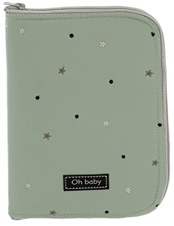 ROSY FUENTES Portadocumentos Bebé- Ideal para Almacenar Documentos Importantes - Diseño Elegante con cierre con cremallera 0-Verde Gris