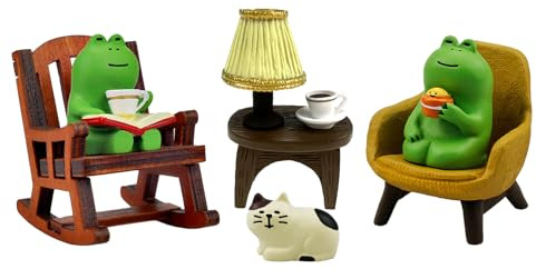 Refintural Miniature Frog Figurines Statue, Adorable Frog Collectibles for Desk and Bedroom Decor, Perfect Indoor Home Decorations and Gifts