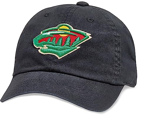 AMERICAN NEEDLE Blue Line Collection Baseballmütze NHL National Hockey League Team verstellbarer Schnallenriemen Dad Cap, Schwarz (Minnesota Wild), Einheitsgr��e