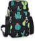 LTLSZRN Handytasche zum Umhängen,Handy Umhängetasche,Geldbörse Brieftasche,Nylon Kleine Umhängetasche mit Kopfhörer Eingang, Crossbody Schultertasche,Schultertasche für Handy unter 7 zoll(Kaktus)