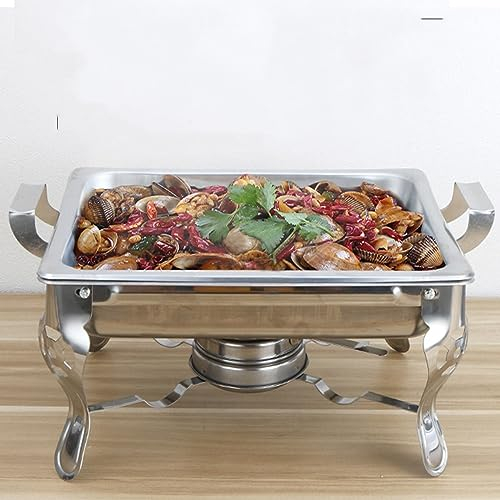 Chafing Dish Buffet Set - 9L/6L Buffet Serving Utensils Rectangle Stainless Steel Food Warmer Kit with Lid Food Warmer Pans Catering with Pans for Buffets Self-Service Restaurant Reception (6L)