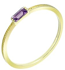 ANAZOZ Damenring 585 Echtgold, Verlobungsring Damen mit Stein Amethyst Ring Größe 57 (18.1)