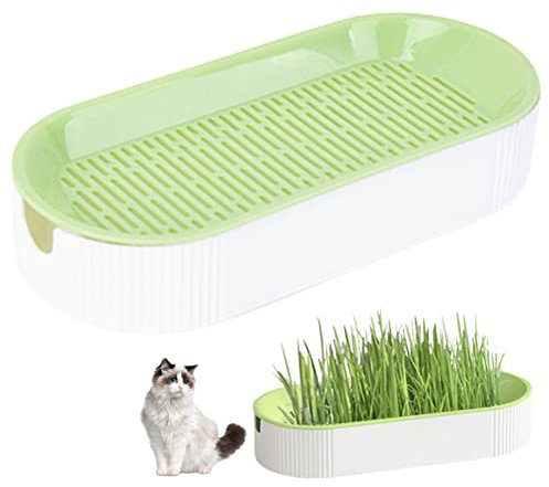 Hemore Cat Grass Planter, 8.2inch Self Watering Cat Grass Planting Container, Hydroponic Cat Grass Growing Kit, Cat Grass Sprouting Trays for Sprouts