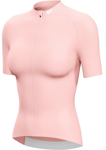 Lo.gas Radtrikot Damen Kurzarm,Fahrradtrikot Rennrad Trikot Atmungsaktiv Frauen Fahrrad Shirt Sommer Fahrradjacke Radfahren Top Mit 3 Taschen M Rosa