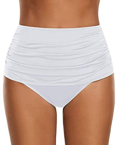 Taillierter Bikini-Slip High Bottom Swim Gerüschter Badeanzug Damen Tankinis Set Uhr Schwarz Herren (White, M)