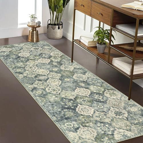 Cekene Moroccan Runner Rugs for Hallway Non-slip 65x180cm Low Profile Entryway Mat Washable Kitchen Rug Oriental Carpet Runners for Entrance Living Room Bedroom Laundry Room