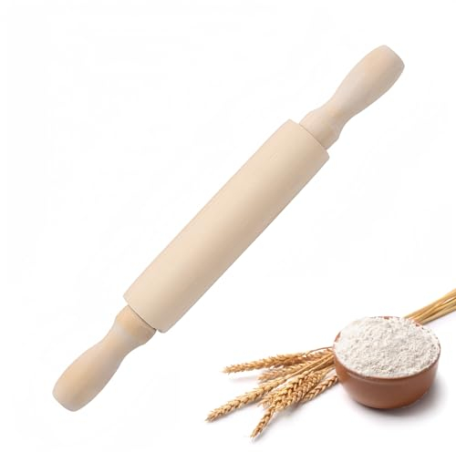 Rundago 2 Pièces Rouleau à Pâte Pour Enfants, Rouleau à Pâte Mini, Rouleau à Pâte de Haute Qualité en Bois de Lotus Pour Les Petites Galettes de Pâte et Les Biscuits (Surface sans Vernis 20x2.5x2.5cm)