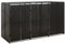 Rantry Triple Wheelie Bin Shed Black 207x80x117 cm Poly Rattan, Durable Wheelie Bin Storage Shed Hideaway, Dustbin Sheds, Outdoor Patio Garden Container