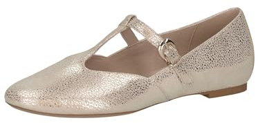 CAPRICE Damen Slipper aus Leder mit Schließe, Gold (Offwh/Lt Gold), 37.5 EU