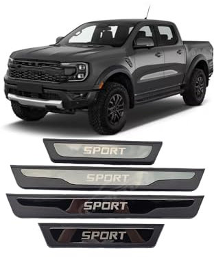 Auto Einstiegsleisten Schutz für Ford Ranger 2023 2024, TüRschweller Schutz Leisten Schwellerleisten Interieur Ladekantenschutz Edelstahl Material, 4 Stück