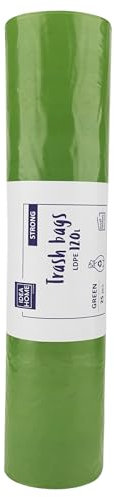IDEA HOME 25 Unidades Bolsas de Basura LDPE para Reciclar - Extra Resistentes Bolsas Basura Separación de Residuos, Fuerte, 120L, Verde