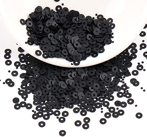 Anevous 6000 Stück Pailletten Basteln, Lose Glänzende Pailletten, Glitzer Pailletten zum Aufnähen Auffädeln für DIY Nähen Kunsthandwerk Herstellung, Hochzeit Dekorative,Schwarz 3mm