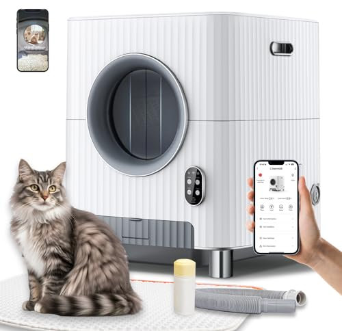 Charmkit Selbstreinigendes Katzenklo mit elektrischer Eingangstür, automatische Katzentoilette, intelligente große Katzentoilette für mehrere Katzen, Automatische Katzentoilette mit App-Steuerung