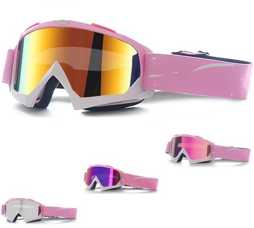 DONGZQAN Masque Ski Femme Rose, Masque de Ski, Lunettes Ski Femme, Masques et Lunettes de Skiotg, Protection Uv400 Masques de Snowboard(D)