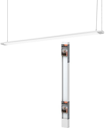 LEDVANCE Office Line Slab, flache Bürodeckenleuchte, 1.2 m, 40 W, 4400 lm, 4000 K, 840 kaltweiß, 3-stufig dimmbar, weißes Aluminium IP 20