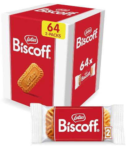 Lotus Biscoff Cookies, Karamellisierter Keks-Snack, 128 Kekse (64 Doppelpackungen), vegan, 100 ml