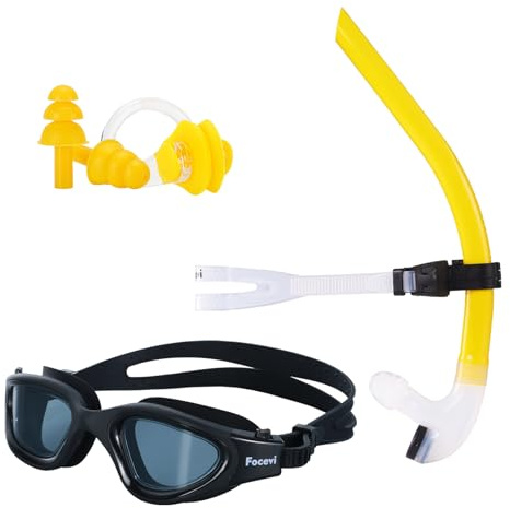 Focevi Frontal Tuba de Natation, Adulte Tubas de plongée avec soupape Snorkelling- Montage Central Confortable en Silicone - Valve de Purge à Sens Unique