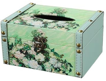 Boîte à mouchoirs Couvercle de boîte à mouchoirs carré, support de boîte à mouchoirs en peinture à l'huile classique, organisateur de distributeur de feuilles de sèche-linge en cuir for comptoir de va