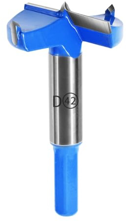 FOCMKEAS 42mm丨1.65 Inch Forstner Drill Bit with Hex Shank Double-Flute Tungsten Carbide Wood Hole Saw for Plastic, Hard Wood, Woodworking Hinge Hole Drilling Boring Bits Cutter 1 Pcs Blue