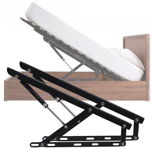 2 Pcs Upward Hydraulic Bed Lifting Mechanism, Heavy Duty Gas Spring Bed Storage Lift Kit, Black Tatami Bed Gas Strut, Pneumatic Storage Bed Lift Mechanism for Storage Bed Box or Sofa Bed(1100mm)