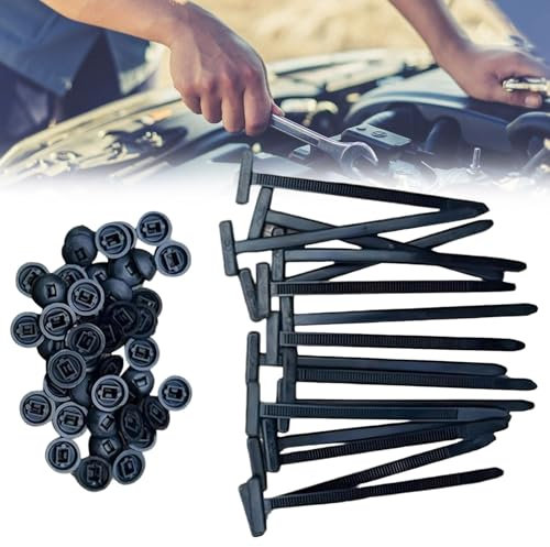 Nylon Universal Cable Tie Buckle, Multipurpose Plastic Cable Ties Tool Heavy Duty Self Locking Nylon Zip Ties UV Resistant Black Zipties for Car Daily Repair (20PCS)