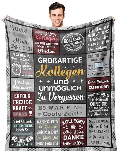 Jinmaple Abschiedsgeschenk Kollegen, Geschenke für Kollegen Decke 130x150CM, Lustig Abschied Kollegen Jobwechsel, Kollegen Geschenk, Dankeschön Geschenke Verabschiedung Kollege Geschenk zum Abschied