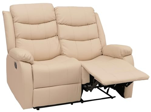 Mendler 2er Kinosessel HWC-O62, Relaxsessel Fernsehsessel mit Armlehne, Liegefunktion Kunstleder - Creme