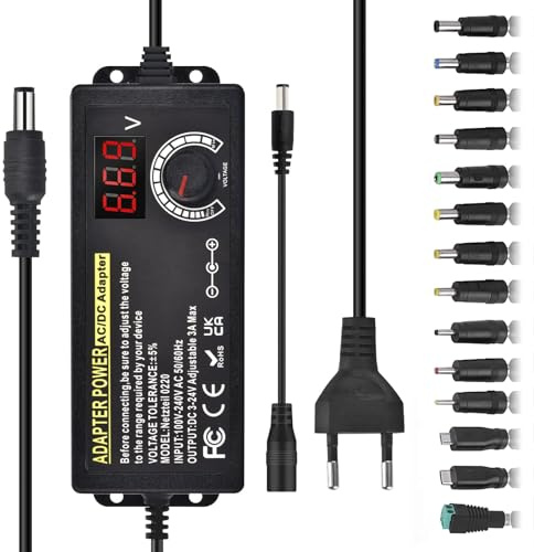 Universal Netzteil 3V-24V Einstellbares Netzteil Adapter 3A 72W Verstellbarer Netzadapter 100V-240V AC to DC mit LED Spannungsanzeige und 5,5x2,5mm 14 Tipps für Haushaltselektronik, DC Motor
