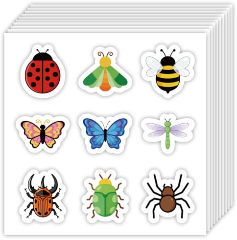 OLYCRAFT 180 Stück Cartoon Insekten Aufkleber 25mm Mini Insekten Selbstklebende Scrapbooking Etiketten 20 Blatt Aufkleber Papier Dekorationsaufkleber Für DIY Bastelarbeiten Tagebücher