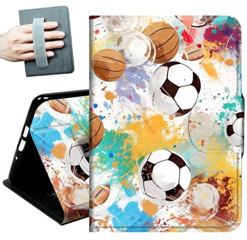 Case for iPad Pro 11 (M4/M5) 2024/2025,with Hand Straps and Auto Wake/Sleep Leather Slim Multiple Angles Stand Smart Cover for iPad 11 Inch 2025 2024,Football