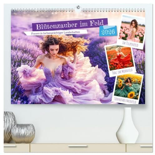Blütenzauber im Feld - Frauen in farbenprächtiger Landschaften (hochwertiger Premium Wandkalender 2026 DIN A2 quer), Kunstdruck in Hochglanz: ... in der blühenden Natur (CALVENDO Menschen)