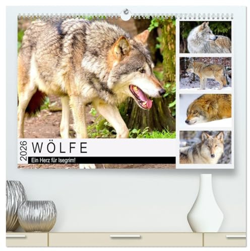 Wölfe. Ein Herz für Isegrim! (hochwertiger Premium Wandkalender 2026 DIN A2 quer), Kunstdruck in Hochglanz: Der Wolf ist ein faszinierendes Wesen zwischen Wahrheit und Märchenwelt (CALVENDO Tiere)
