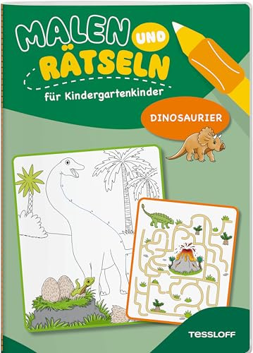 Malen und Rätseln für Kindergartenkinder. Dinosaurier: Suchen, Zählen, Zuordnen, Verbinden für Kinder ab 3 Jahren (Mal- und Rätselbücher)