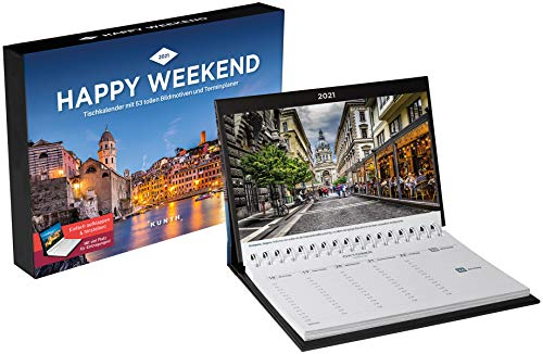 Happy Weekend Tischkalender 2021: Wochenkalender mit Terminplaner (KUNTH Tischkalender mit Wochenplaner)