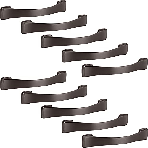 GedoTec Möbelgriffe Bogengriff | LOTUS | 10 Stück Küchengriffe Vintage | Schrankgriffe für Küche, Schränke, Kommoden | Türgriff Bohrabstand 128 mm, Möbelgriffe, dunkel gebürstet - Möbelgriffe Vintage