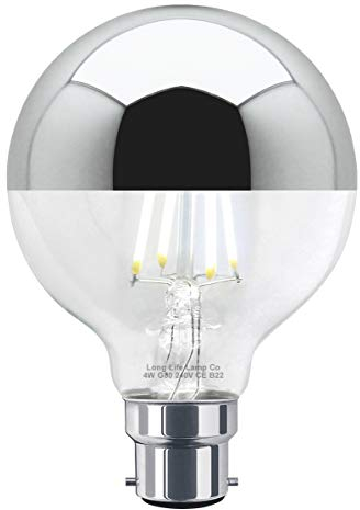 Long Life Lamp Company 4w LED Crown Silver Light Bulb Mirror Top B22 Cool White