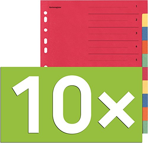 Falken Karton-Register für DIN A4 24 x 29,7 cm volle Höhe mit Organisationsdruck (10-teilig | 10er Pack)