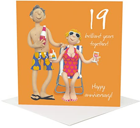 Holy Mackerel 19th Wedding Anniversary Card designed by Erica Sturla Card is 15cm square and blank inside for your own message