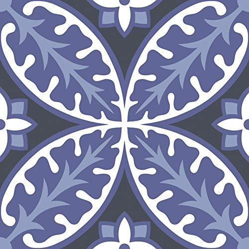 FloorPops FP3309 Capri Bodenfliesen zum Abziehen und Aufkleben, mehrfarbig, Vinyl, 10 Fliesen à 30,5 x 30,5 cm, seidenmatt, Mediterran, Geblümt, Wasserabweisend
